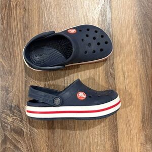 CROCS Kids Navy Shoes with Red Accents